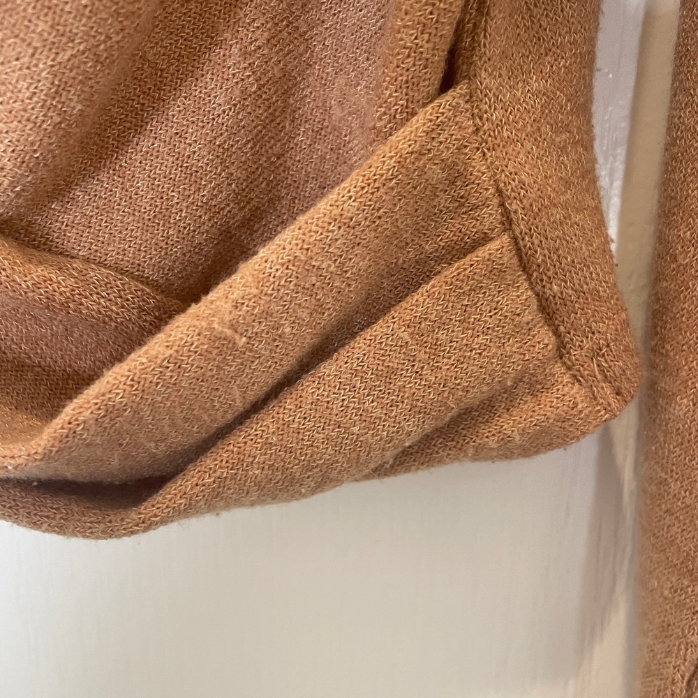 Anthropologie Twist Front V-Neck Crop Sweater Long Sleeve‎ Camel Brown Neutral S - Picture 4 of 7